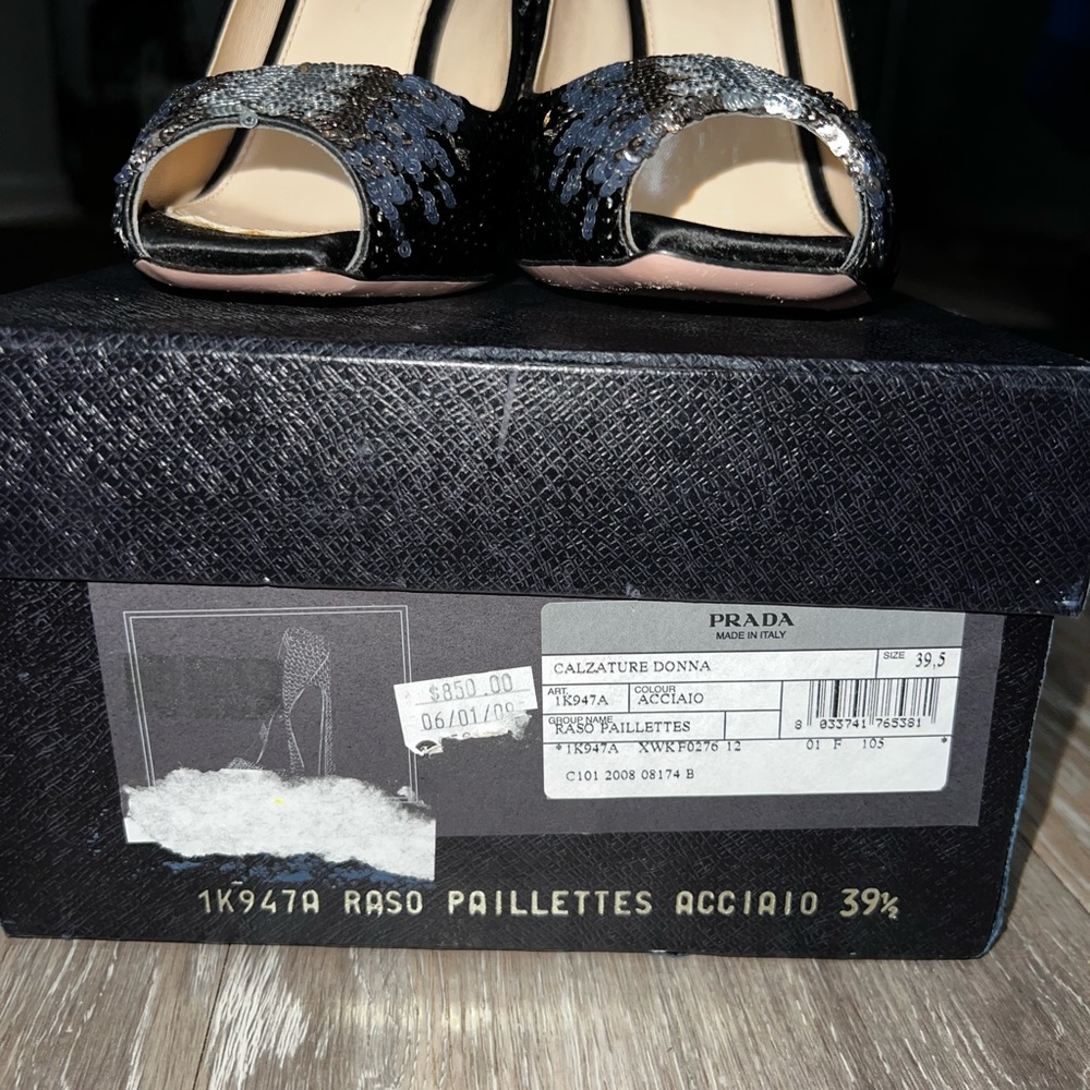 Prada Women's Shoes, Black/Silver Sequence 39.5/ … - image 5